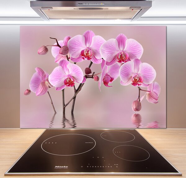 Panou sticla securizata bucatarie orhidee roz