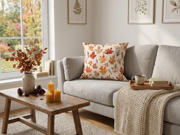 Fata de perna din flanel LEAVES & PUMPKINS 45x45 cm, colorat