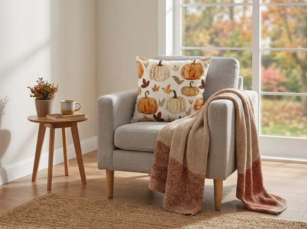 Fata de perna din flanel LEAVES & PUMPKINS 45x45 cm, colorat