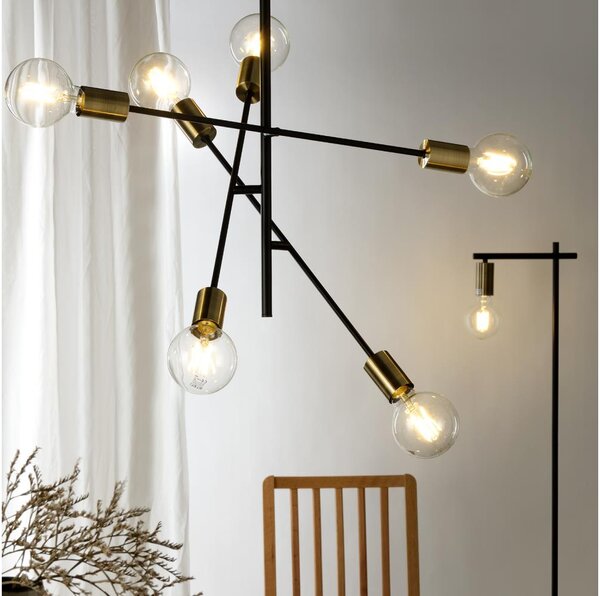 Lustră pe cablu ONLI CROSS 6xE27/22W/230V negru/alamă