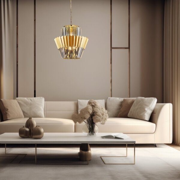 Lustră pe lanț DONNA 9xE14/40W/230V d. 45 cm auriu