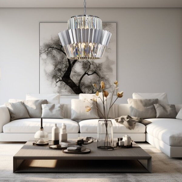 Lustră pe lanț DONNA 12xE14/40W/230V d. 55 cm crom mat