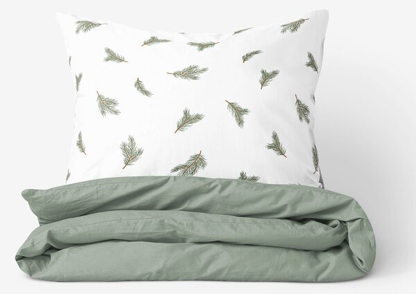 Goldea lenjerie de pat din 100% bumbac duo - miros de brad cu verde salvie 200 x 220 și 2buc 50 x 70 cm