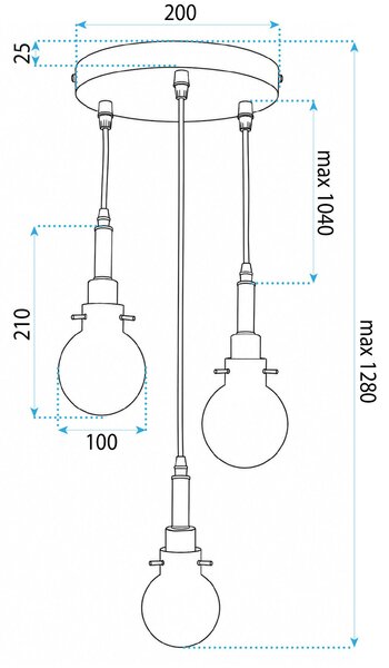 Lampă suspendată APP1125-3CP Black Gold