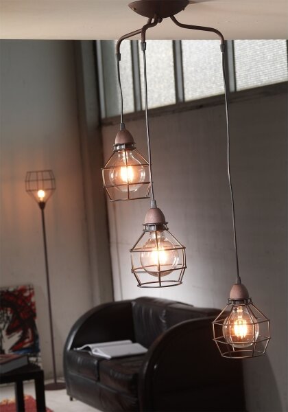 Lustră pe cablu ONLI SPIDER 3xE27/15W/230V negru/maro