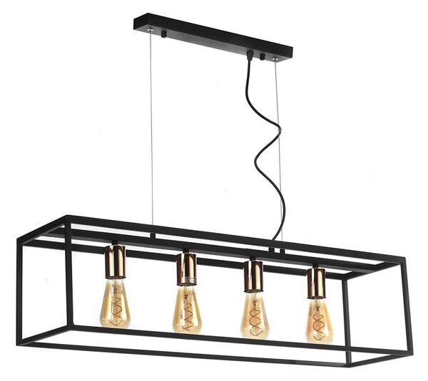 Lustră pe cablu ONLI FLOKI 4xE27/15W/230V negru/cupru