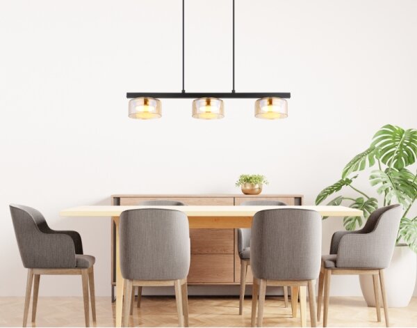 Lustră LED pe cablu Globo 16055-3HG HIGGINS 3xGX53/6W/230V fumuriu/maro
