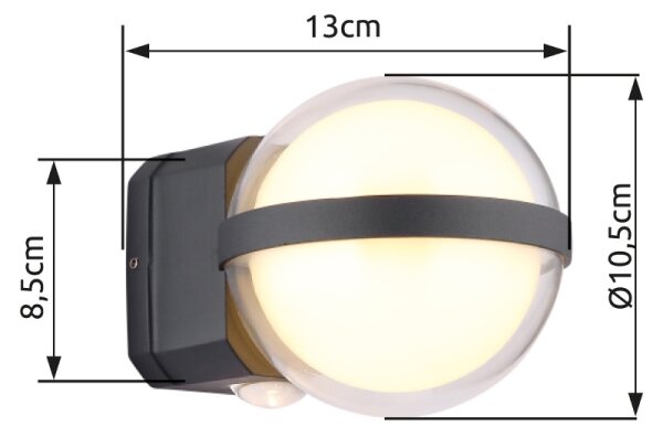 Aplică LED de exterior Globo 34157 ILLI LED/12W/230V IP54 negru