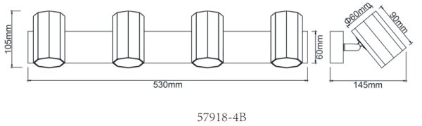 Spot Globo 57918-4B JAMES 4xGU10/25W/230V negru