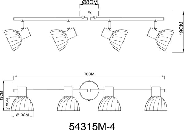 Spot Globo 54315M-4 ZACHERY 4xE14/40W/230V auriu