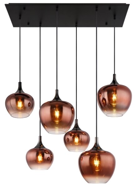 Globo 15548-6HG - Lustru suspendat MAXY pe cablu, 6xE27/40W/230V, finisaj cupru