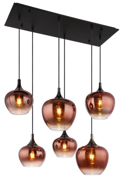 Globo 15548-6HG - Lustru suspendat MAXY pe cablu, 6xE27/40W/230V, finisaj cupru