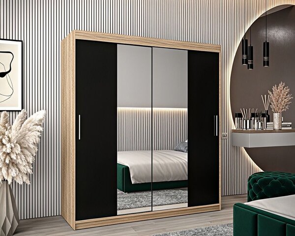 Dressing Alex, 120x60x200cm, cu oglinda, Sonoma-Wenge, Pal 18 mm