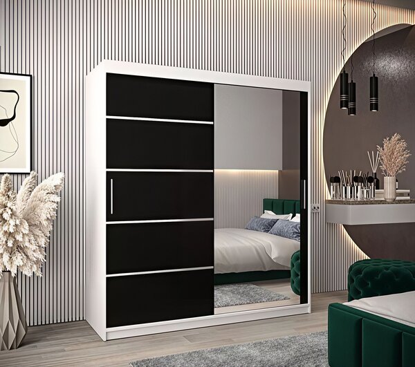 Dressing Sebastian, 180x60x200cm, cu oglinda, Alb Wenge, Pal 18 mm