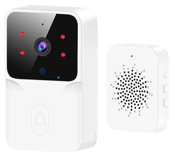 Sonerie video WiFi fără fir cu unitate de sonerie interioară - Alb