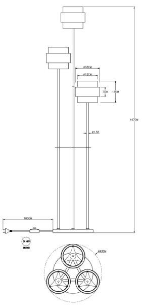 Lampadar Globo 15560S MILLEY 3xE27/60W/230V