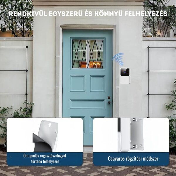 Sonerie video WiFi fără fir cu unitate de sonerie interioară - Alb