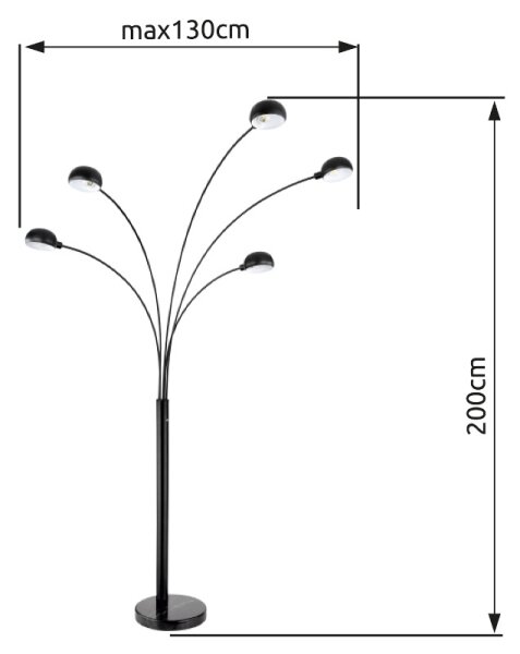 Lampadar Globo 58228NB SEYMOUR 5xE14/40W/230V negru