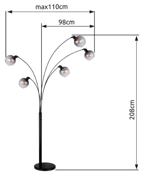 Lampadar Globo 58228NBS SEYMOUR 5xE27/40W/230V fumuriu