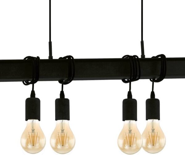 Lustră pe cablu Eglo 43712 TOWNSHEND 6xE27/60W/230V negru