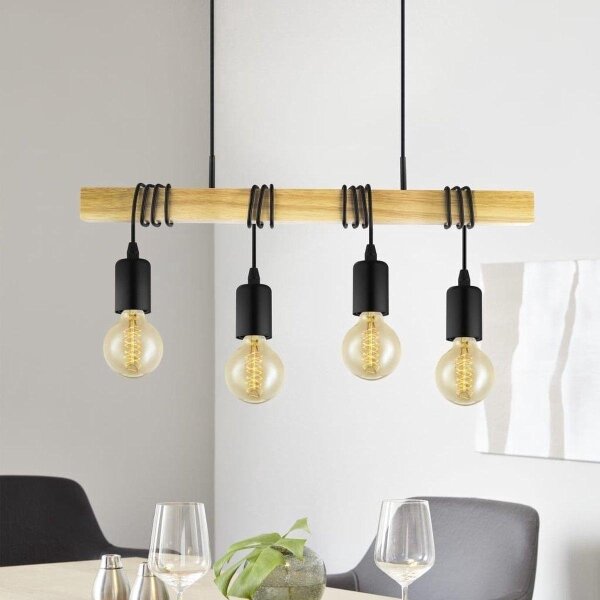 Lustră LED pe cablu Eglo 33378 TOWNSHEND 4xE27/4W/230V 2200K bej/negru