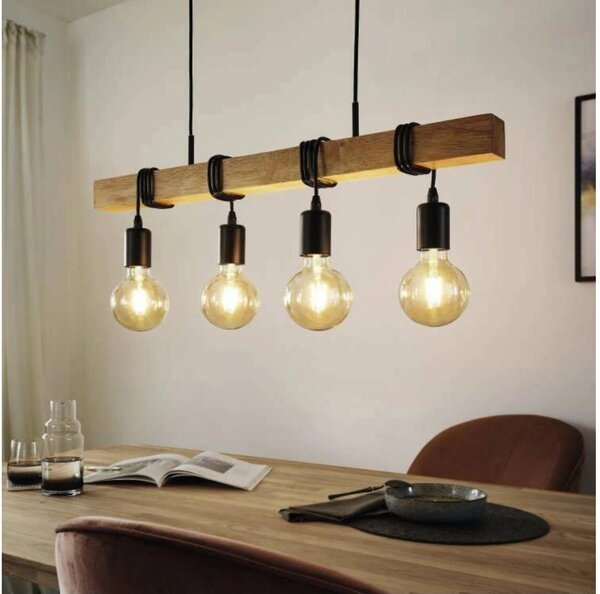 Lustră LED pe cablu Eglo 33378 TOWNSHEND 4xE27/4W/230V 2200K bej/negru