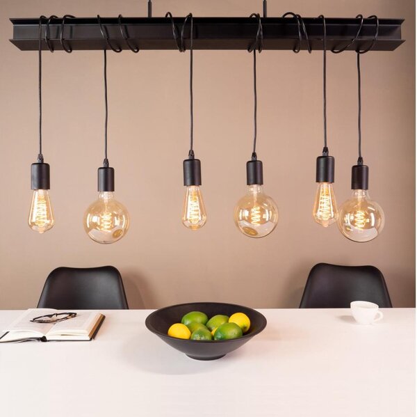 Lustră pe cablu Eglo 43712 TOWNSHEND 6xE27/60W/230V negru