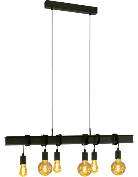 Lustră pe cablu Eglo 43712 TOWNSHEND 6xE27/60W/230V negru