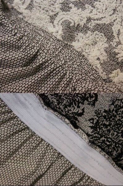 Set 6 huse Multielastice Jacquard pentru scaune, cu volanas, Bej Deschis