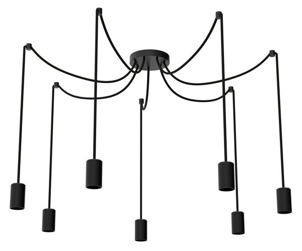 SEGULA Lampa suspendată Spyder 7 Wave, negru, becuri, reglabil, Negru, Camera de zi / sufragerie, Metal
