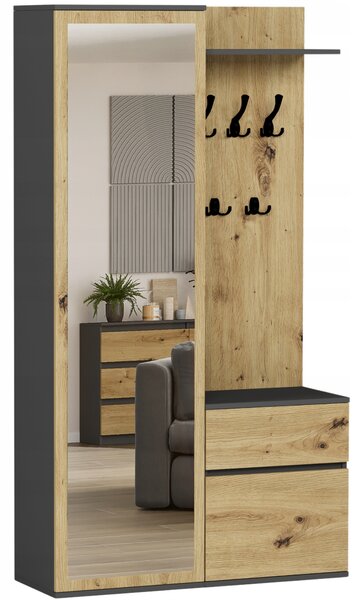 Set mobilier hol Viliana (antracit + artizanal) (cu oglindă). Promo -19%. 1151903
