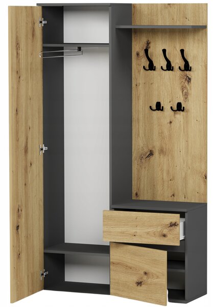 Set mobilier hol Viliana (antracit + artizanal) (cu oglindă). Promo -19%. 1151903