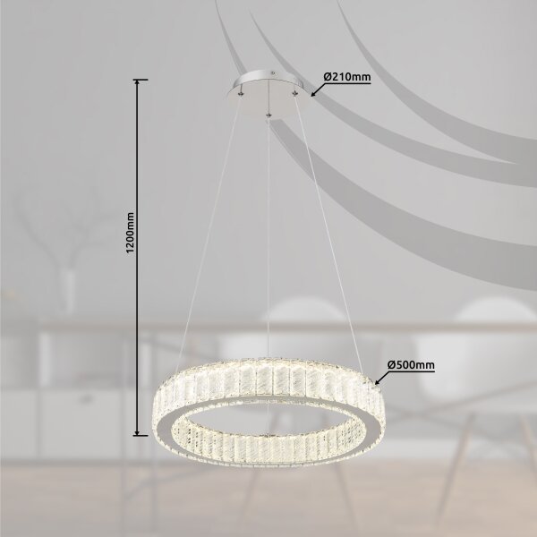 Lustră LED dimabilă pe cablu Globo 67162-50 MUCKY LED/50W/230V d. 50 cm + telecomandă