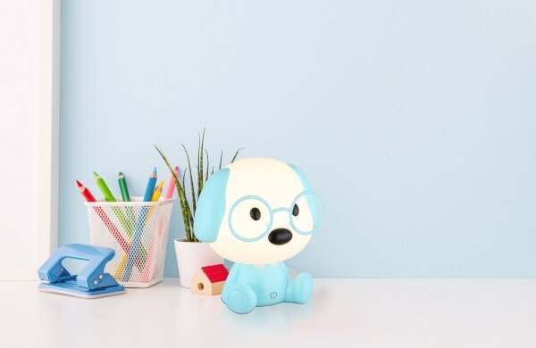 Veioză LED reîncărcabilă dimabilă de veghe pentru copii Globo 21761B PUPPY 1W/5V 500 mAh albastru