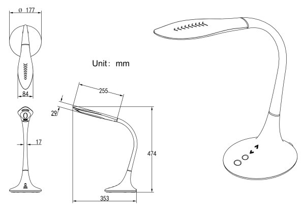 Globo 58271B - Lampă de masă LED tactilă reglabilă PATTAYA LED/9W/230V neagră
