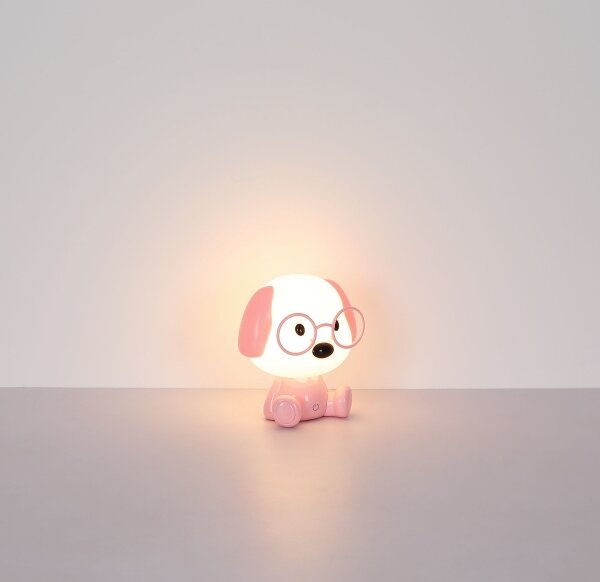 Veioză LED reîncărcabilă dimabilă de veghe pentru copii Globo 21761P PUPPY 1W/5V 500 mAh roz