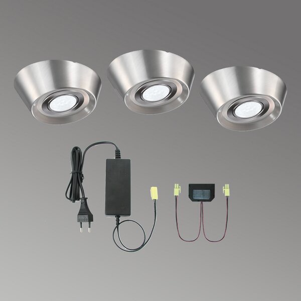 Evotec PAL CF lămpi mobilier LED, Ø 12 cm, set de 3, Metalic, Bucătărie, Metal, Modern