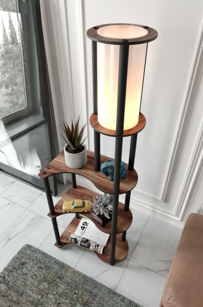 Lampadar cu rafturi 1xE27/40W/230V 140 cm negru/maro