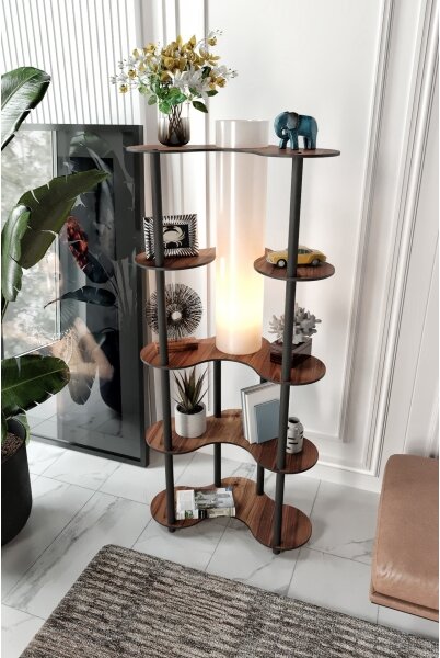 Lampadar cu rafturi 1xE27/40W/230V 150 cm negru/maro