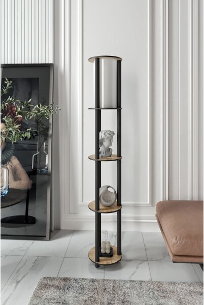 Lampadar cu rafturi 1xE27/40W/230V 150 cm negru/maro