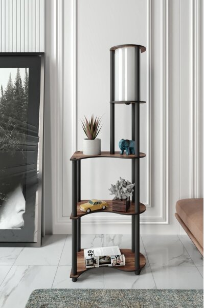 Lampadar cu rafturi 1xE27/40W/230V 140 cm negru/maro