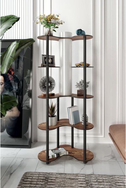 Lampadar cu rafturi 1xE27/40W/230V 150 cm negru/maro