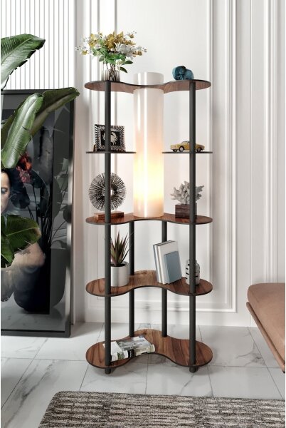 Lampadar cu rafturi 1xE27/40W/230V 150 cm negru/maro