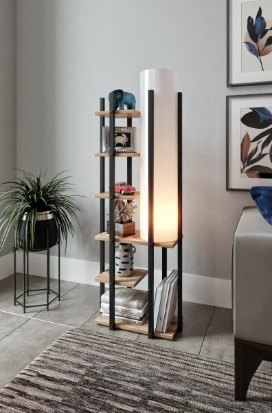 Lampadar cu rafturi MODA DOR 1xE27/40W/230V negru/maro