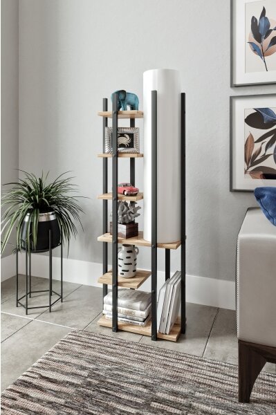 Lampadar cu rafturi MODA DOR 1xE27/40W/230V negru/maro