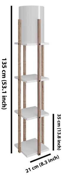 Lampadar cu rafturi NORA 1xE27/40W/230V maro/alb