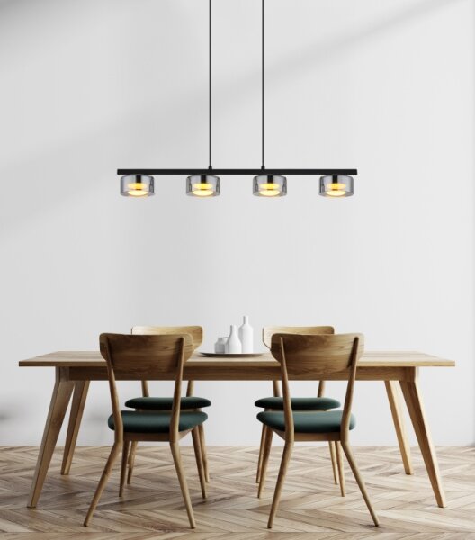Lustră LED pe cablu Globo 16055-4HS HIGGINS 4xGX53/6W/230V fumuriu/negru
