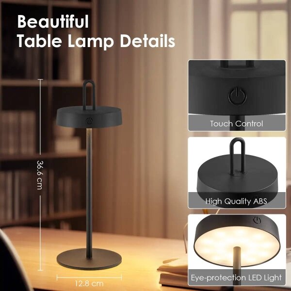 Lampă de masă tactilă LED reîncărcabilă, dimabilă, pentru exterior SHINE LED/1,5W/3,7V 3000 mAh IP44 neagră