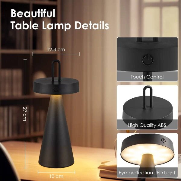 Lampă de masă LED reglabilă, reîncărcabilă, pentru exterior, cu control tactil HALO LED/1,5W/3,7V 3000 mAh IP44 neagră