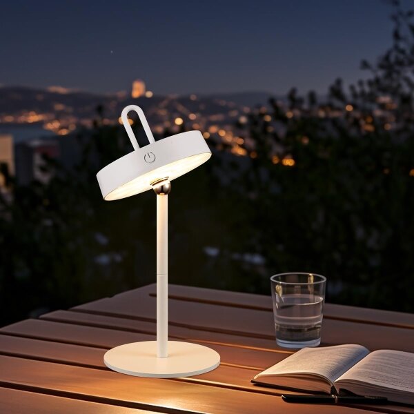Lampă de masă LED, reglabilă, reîncărcabilă, pentru exterior, cu control tactil GENTLE LED/1,5W/3,7V 3000 mAh IP44 albă